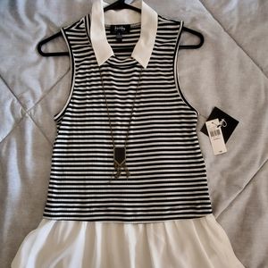 White and black stripes top